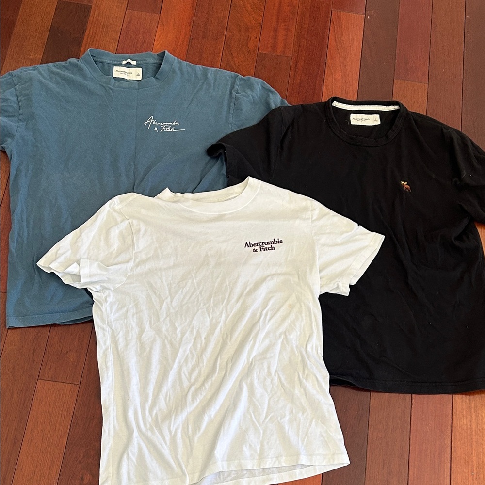 Abercrombie & Fitch Men's T-Shirt Trio - Teal, White, Black